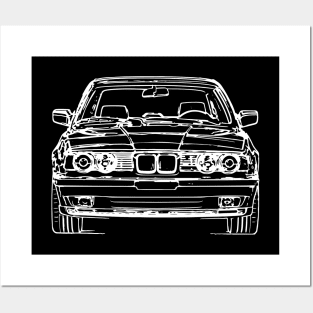 White E34 Car Sketch Art Posters and Art